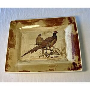 ROBERT GORDON Australia Pottery Pheasant Pair 13x11 PLATTER Game Birds